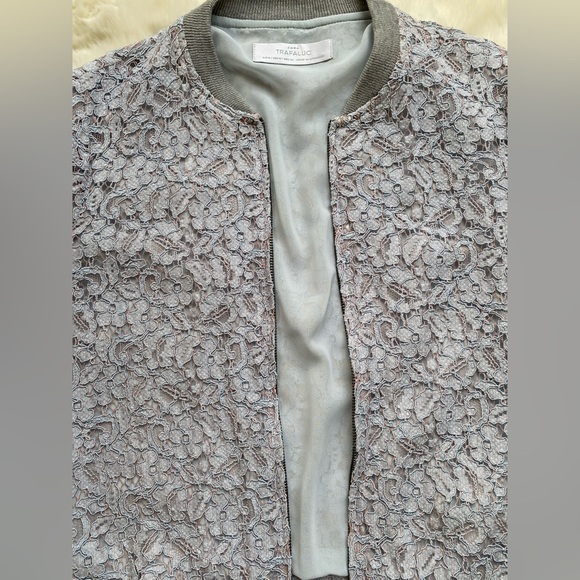 Zara Blue Lace Bomber Jacket - Picture 4 of 9